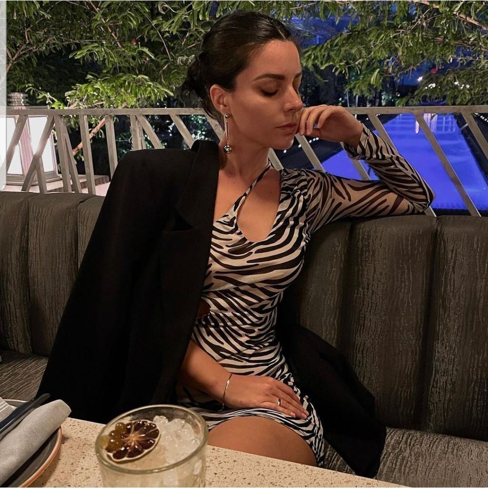🆕️The Maddie// Ivory Zebra Asymmetrical Mesh Dress w/ cut out detail